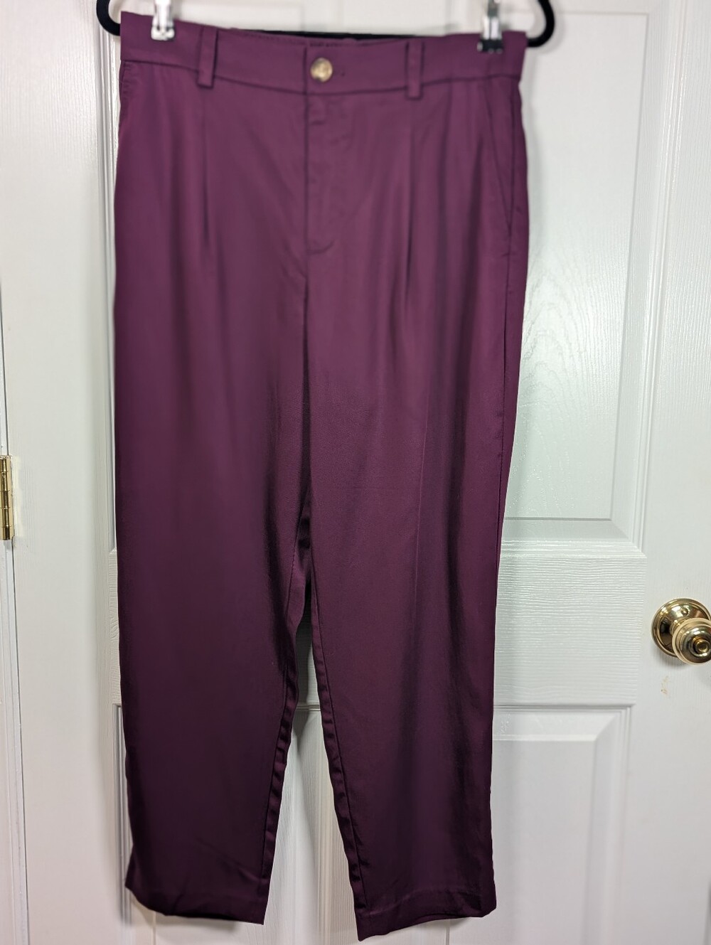 LOFT Emory Taper Pants Women’s 8 Plum Burgundy High Rise Pleated Ankle NWT